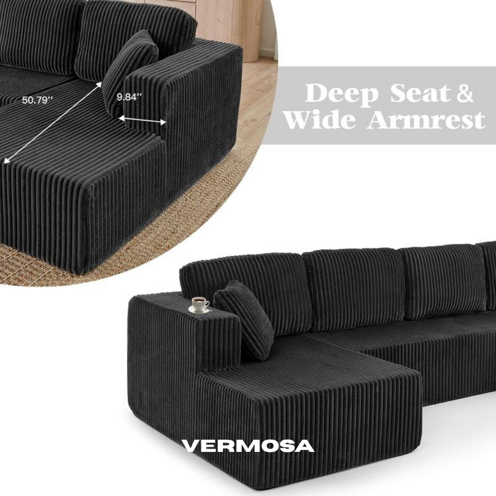 Vermosa - Boneless U-Shape Corduroy Couch