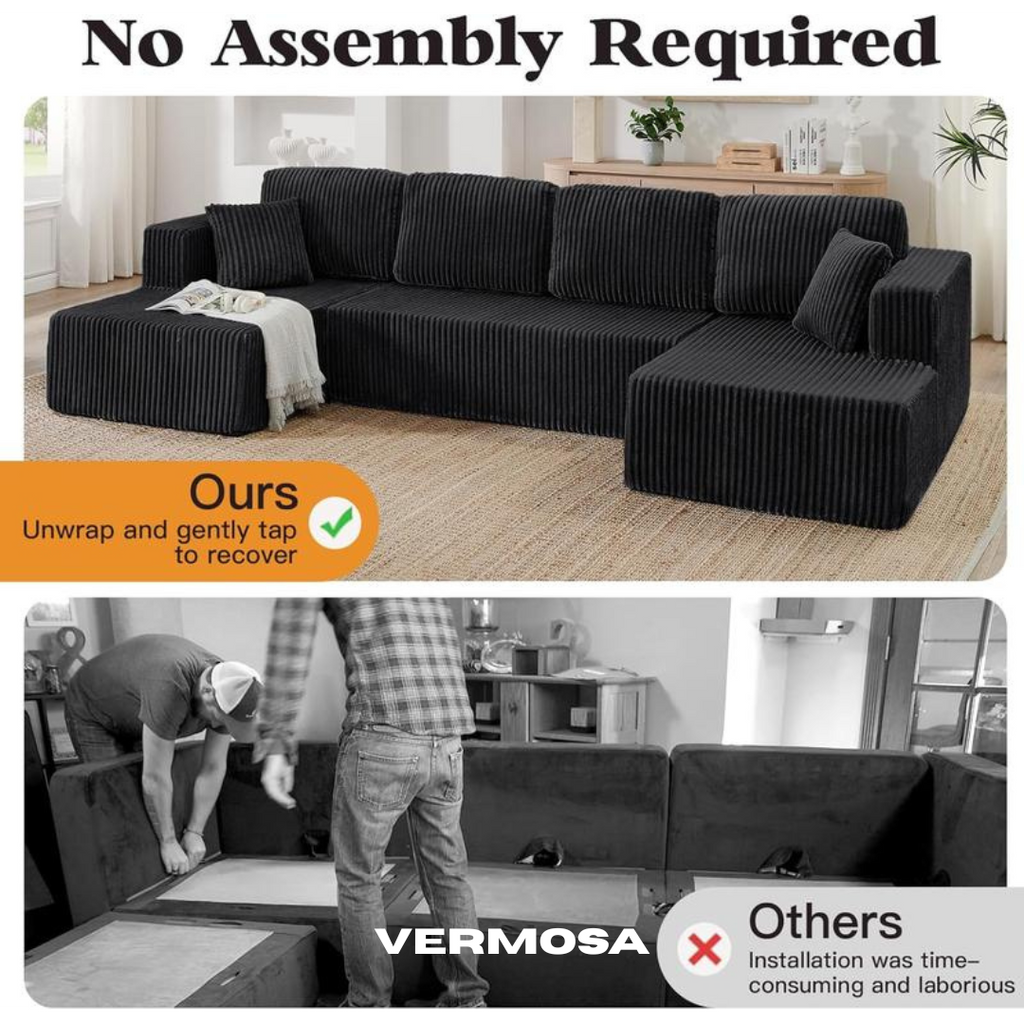 Vermosa - Boneless U-Shape Corduroy Couch