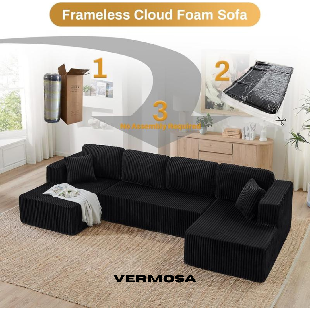 Vermosa - Boneless U-Shape Corduroy Couch
