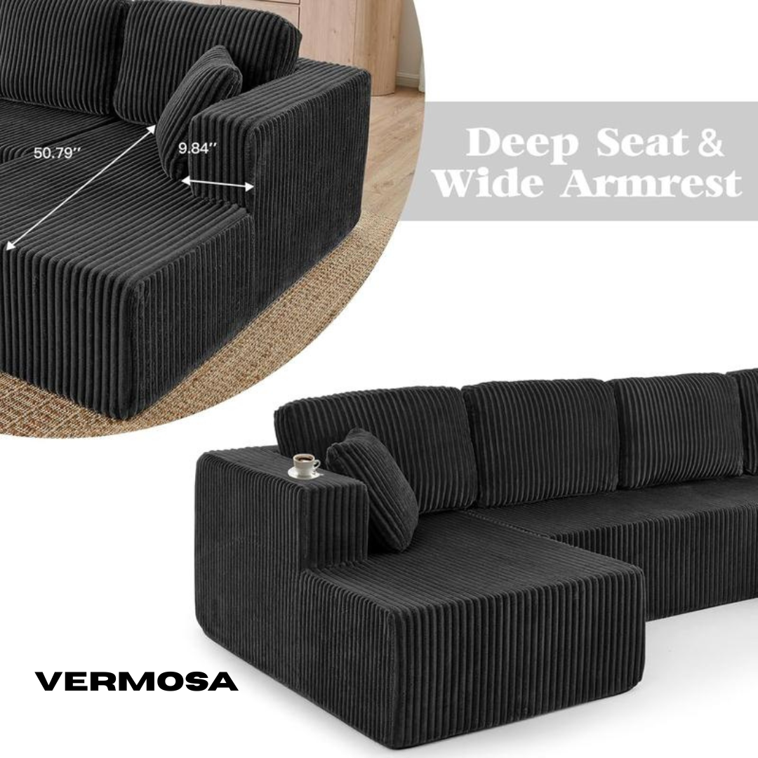 Vermosa - Boneless U-Shape Corduroy Couch